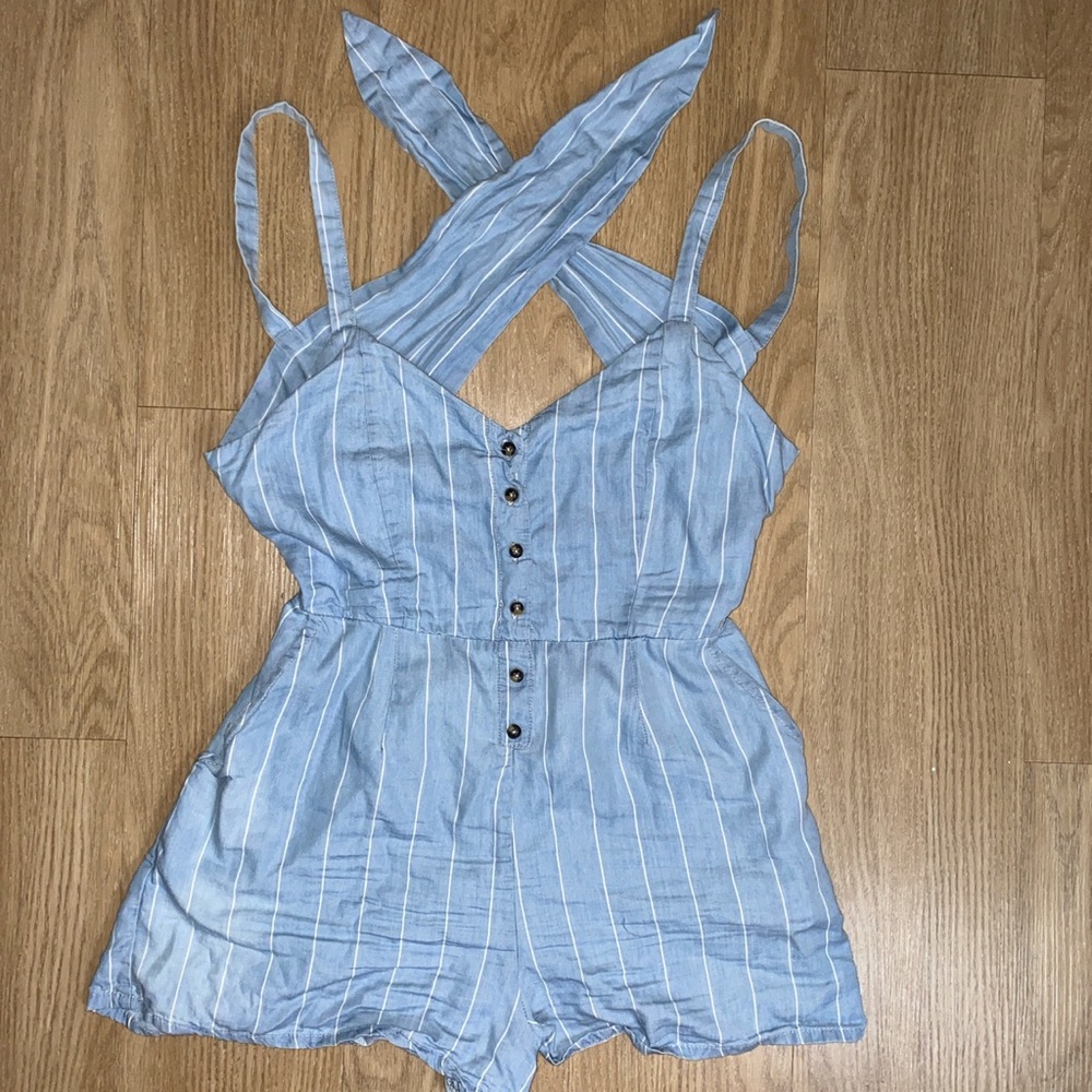Denim Pinstripe Romper